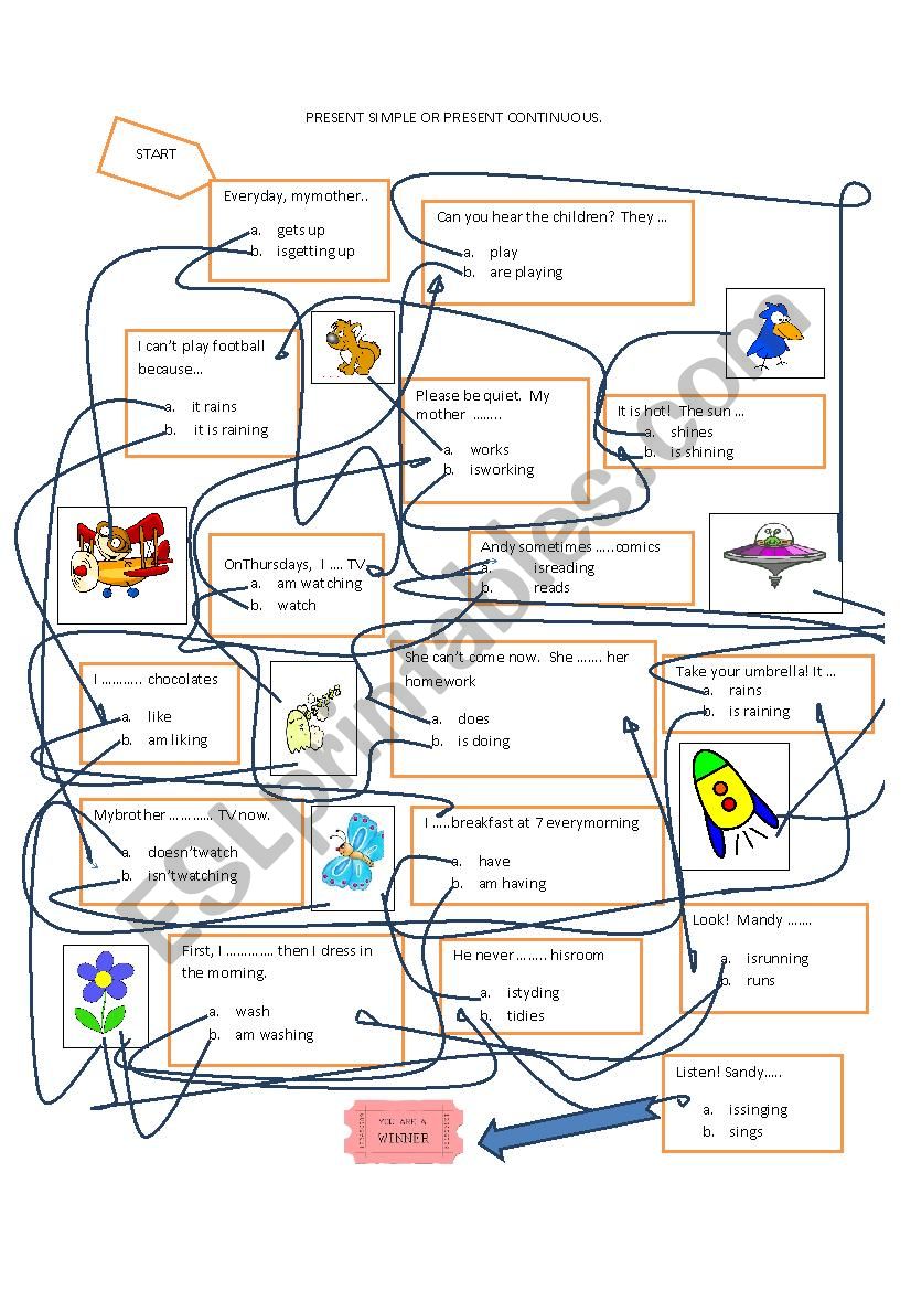 PRESENT SIMPLE OR CONTINUOUS worksheet