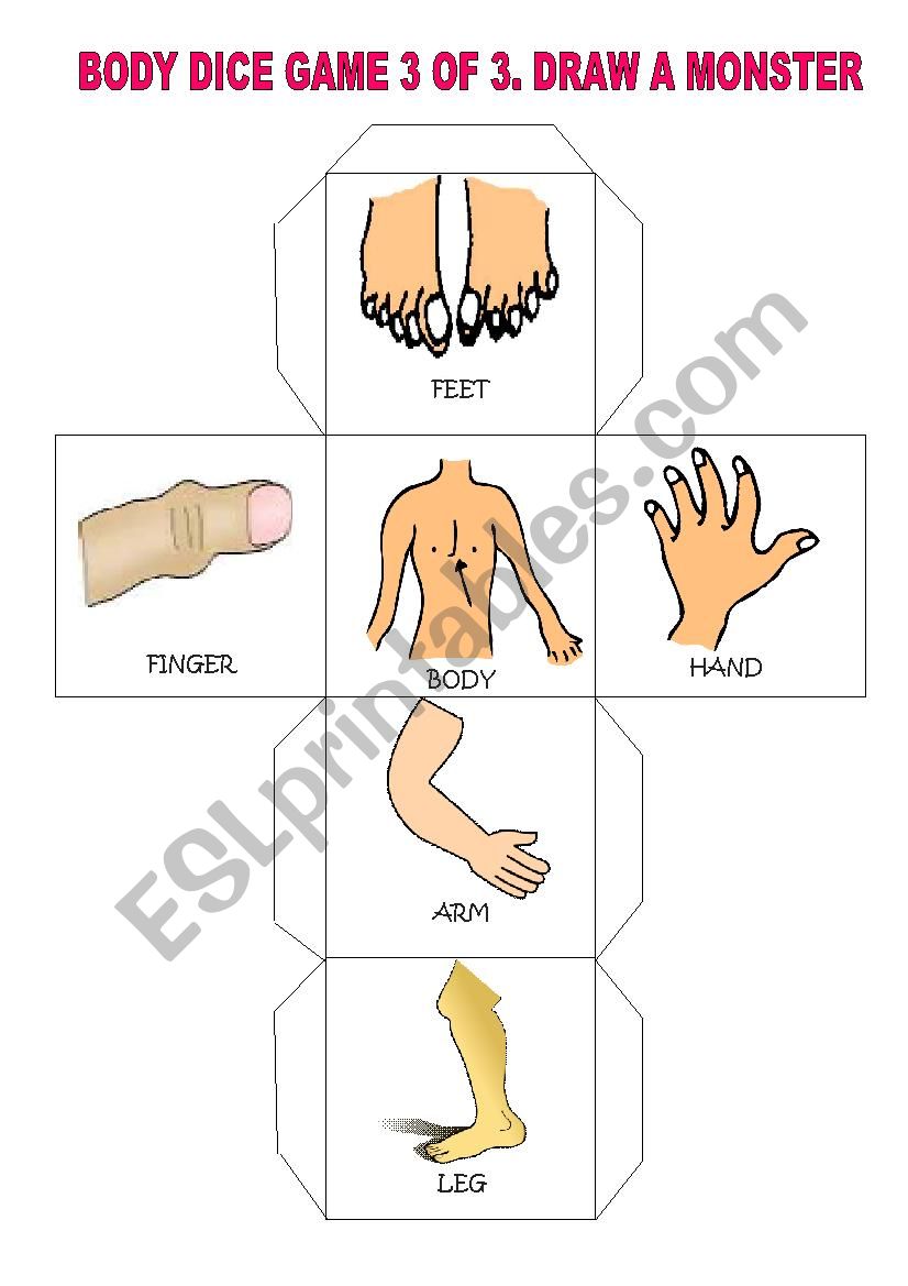 Body dice game 3 worksheet