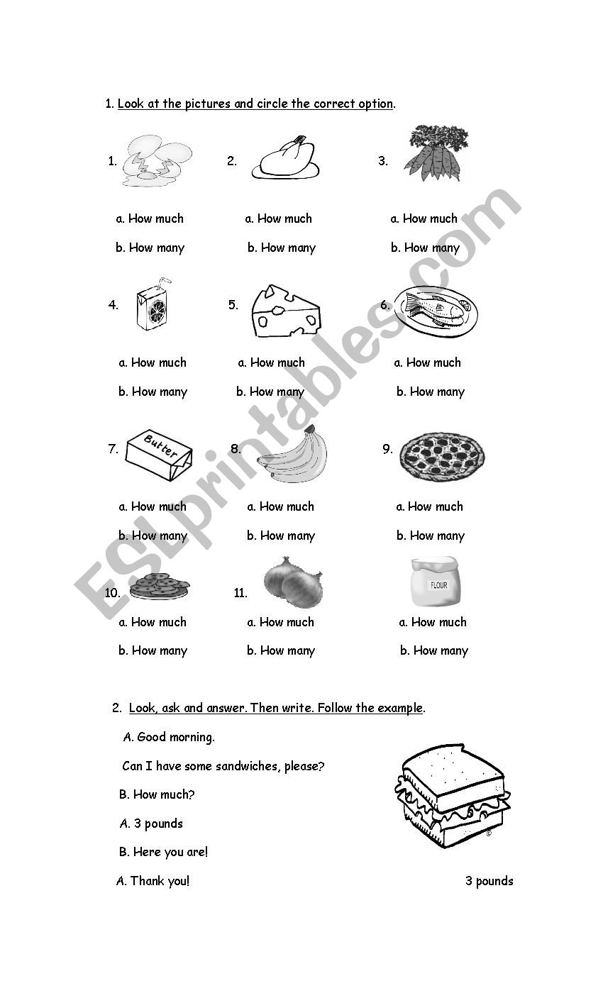 how much- how many worksheet