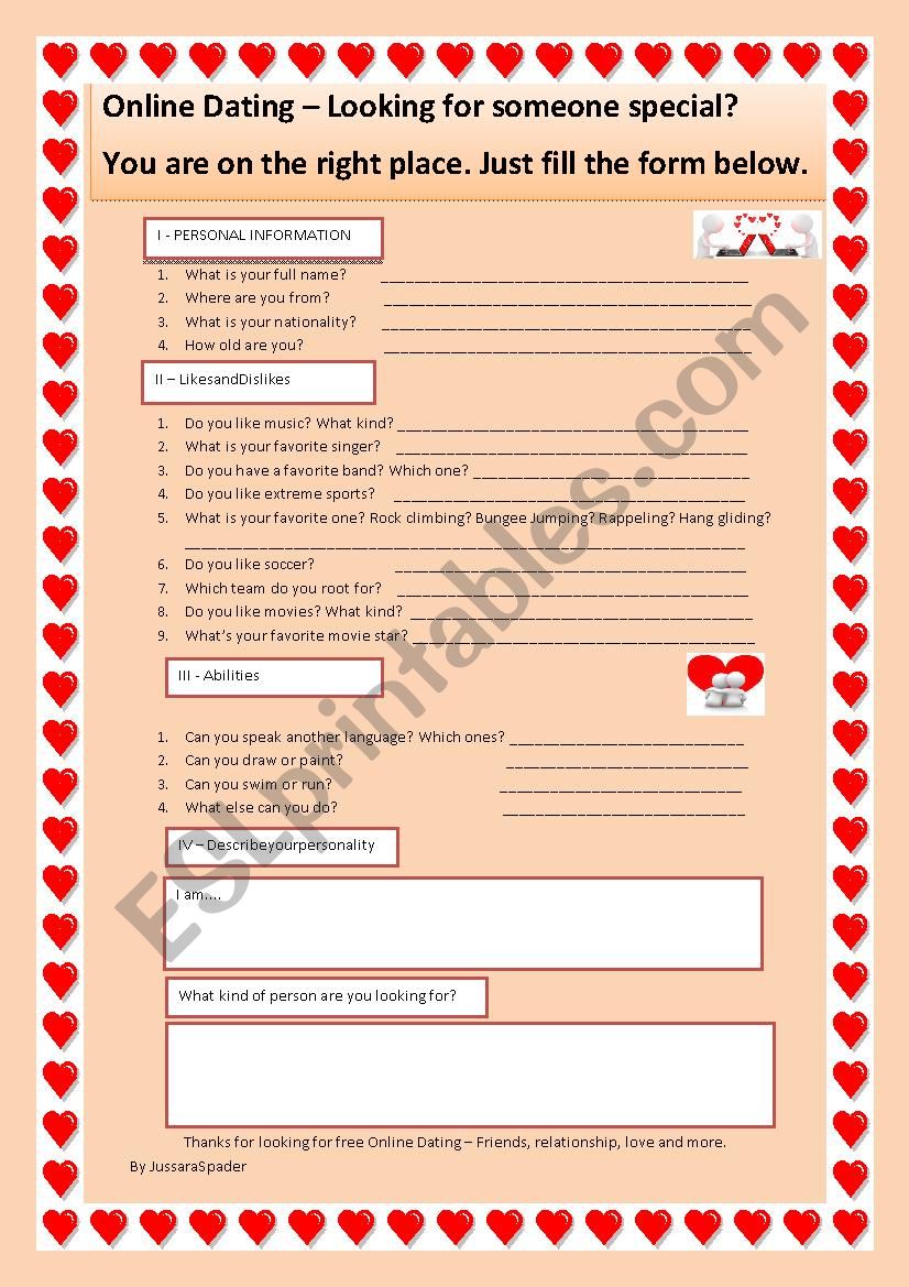 Internet dating thief worksheet answers