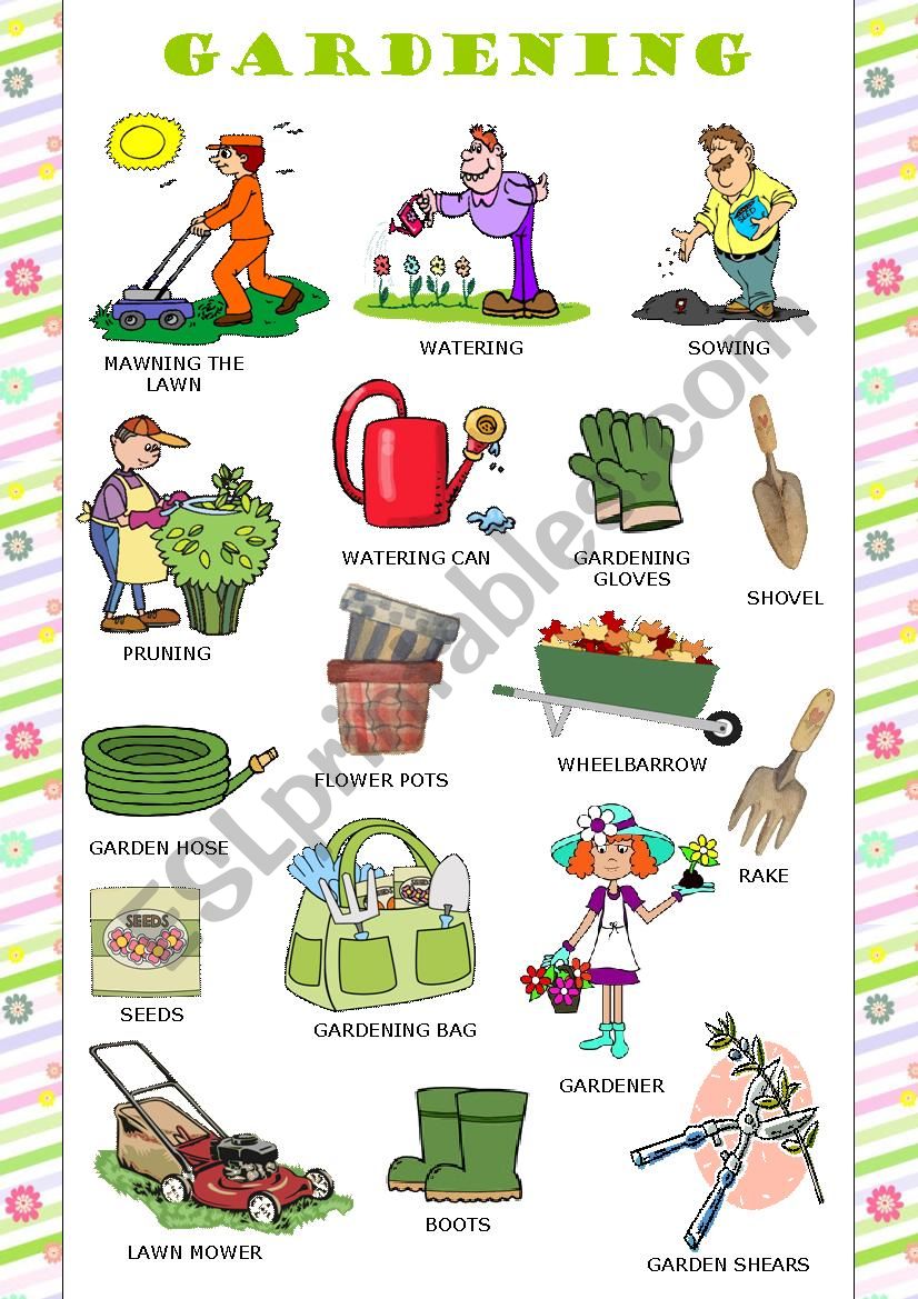 Gardening - Pictionary worksheet