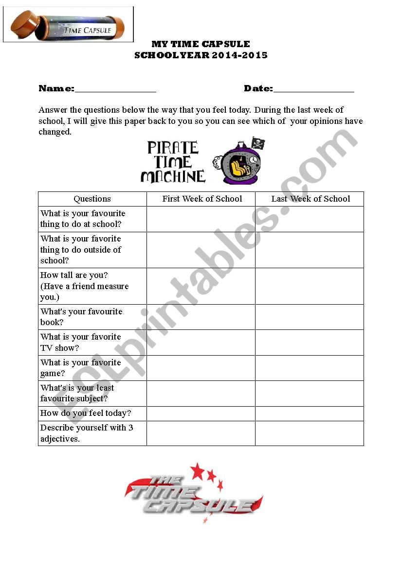 Time capsule school year 2014/2015