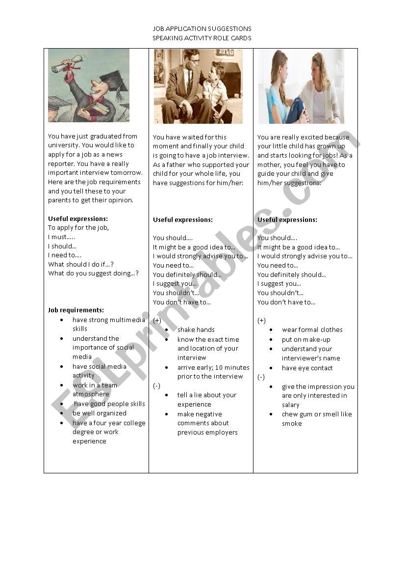 Modals Speaking Activity worksheet