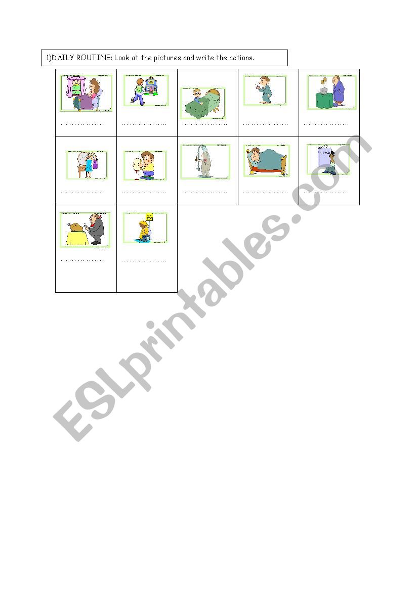 Daily Activities worksheet