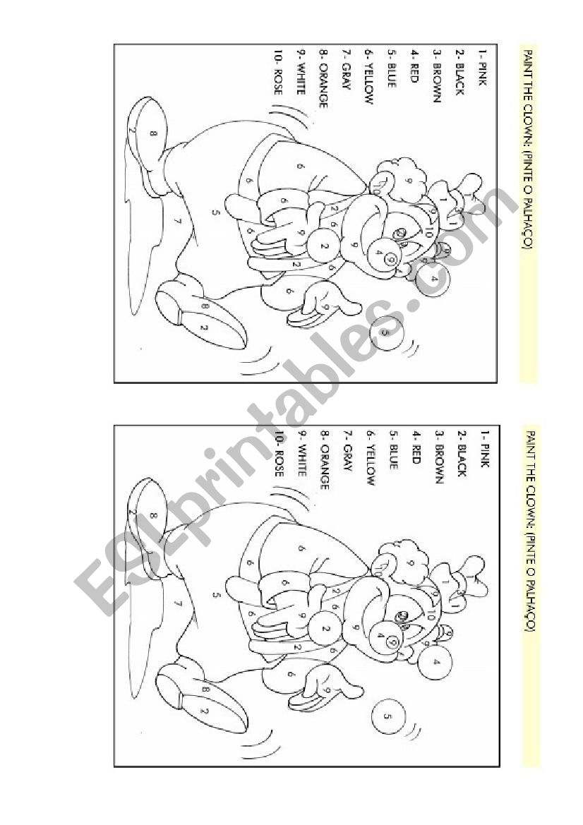 Paint the clown worksheet