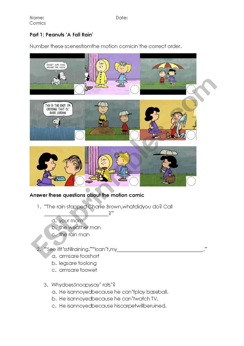 Cartoons  worksheet