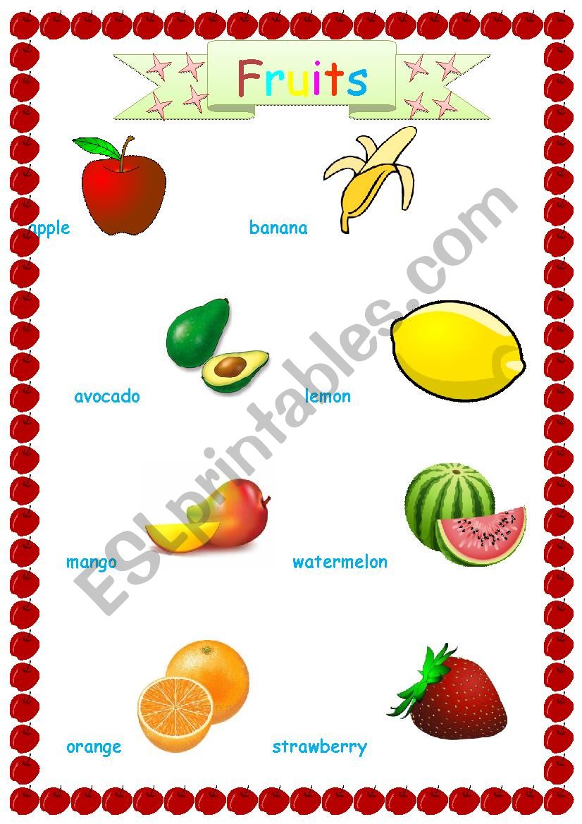 Fruits 1/2 worksheet