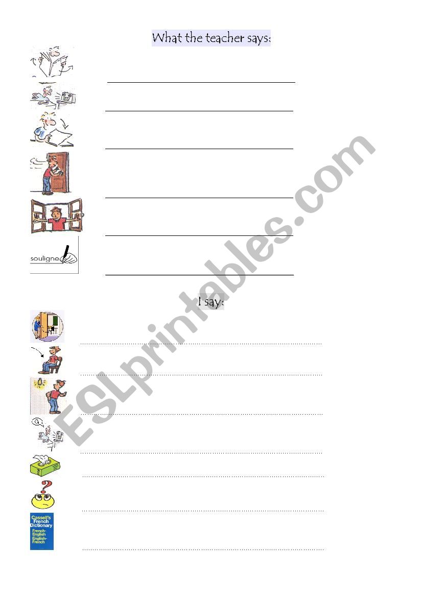 Classroom English worksheet