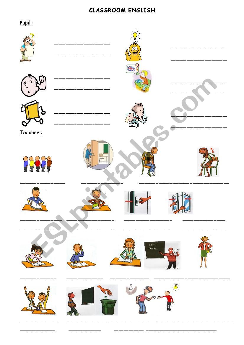 Classroom English worksheet