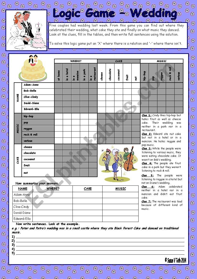 LOGIC GAME (60TH) - WEDDING * WITH KEY