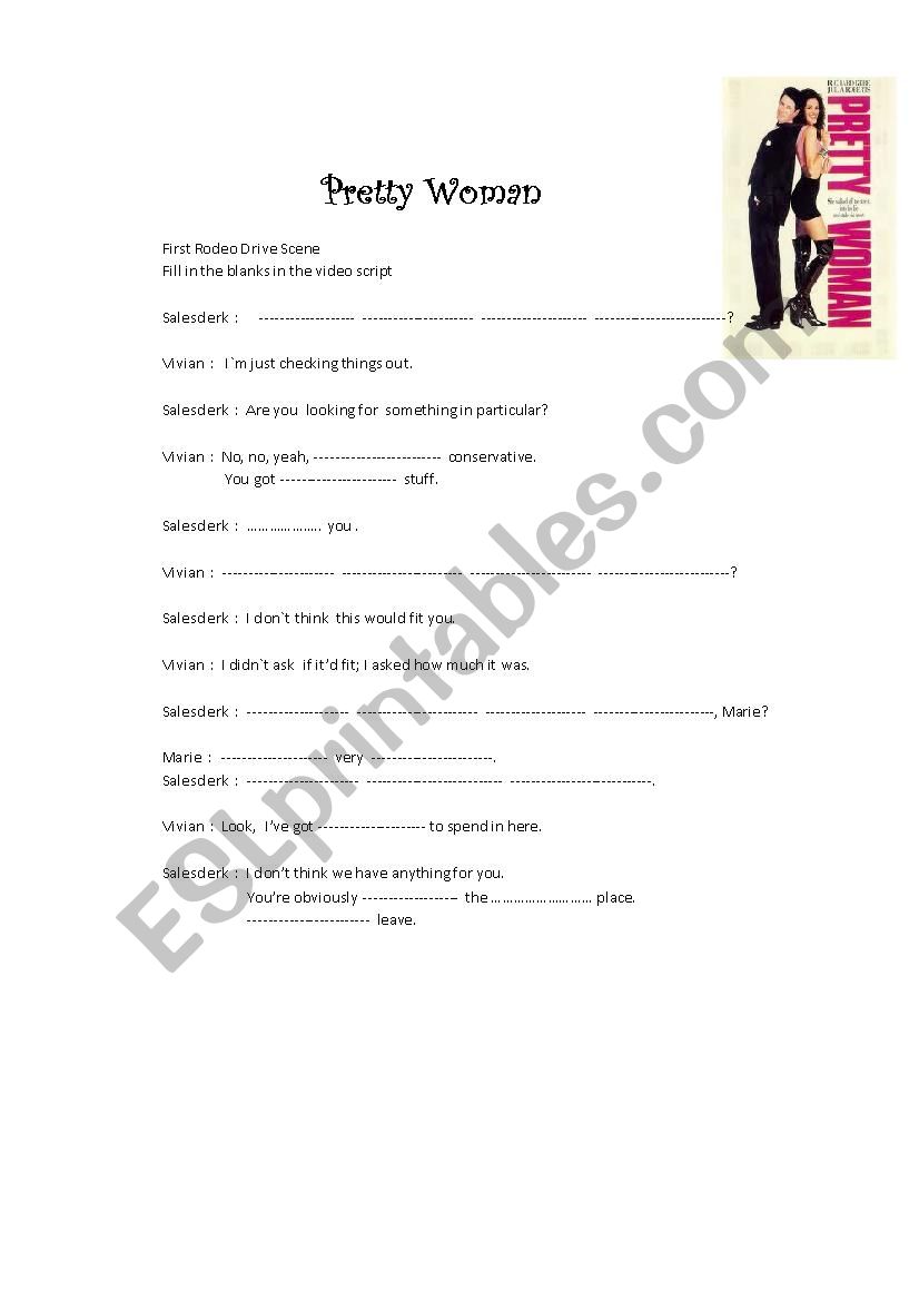 Movie Pretty Woman worksheet