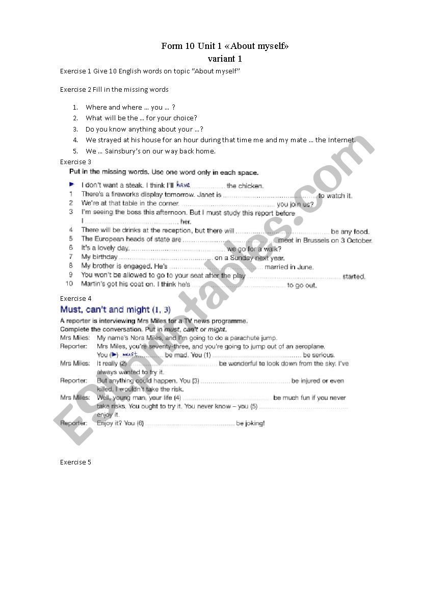 Lexical grammar test worksheet