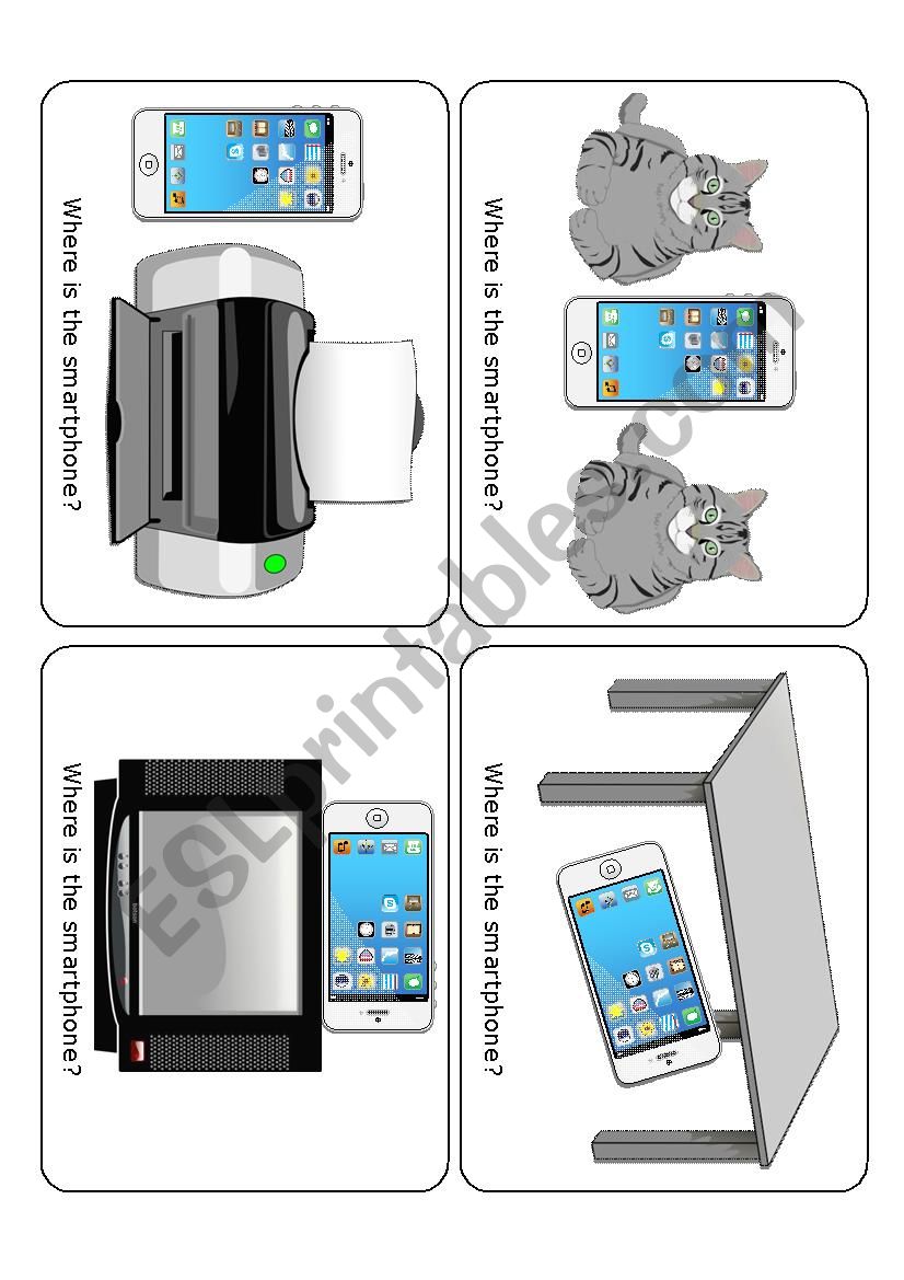 Smart Phone Preposition Flashcards and Activity Set Part 2