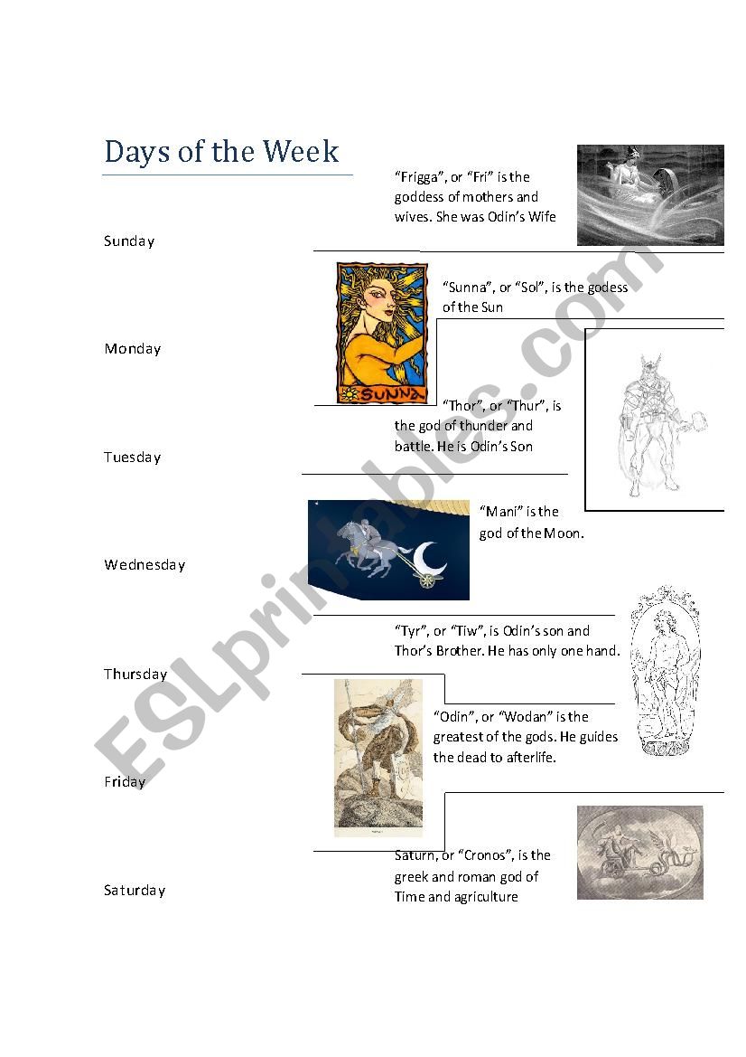 Days of the Week worksheet