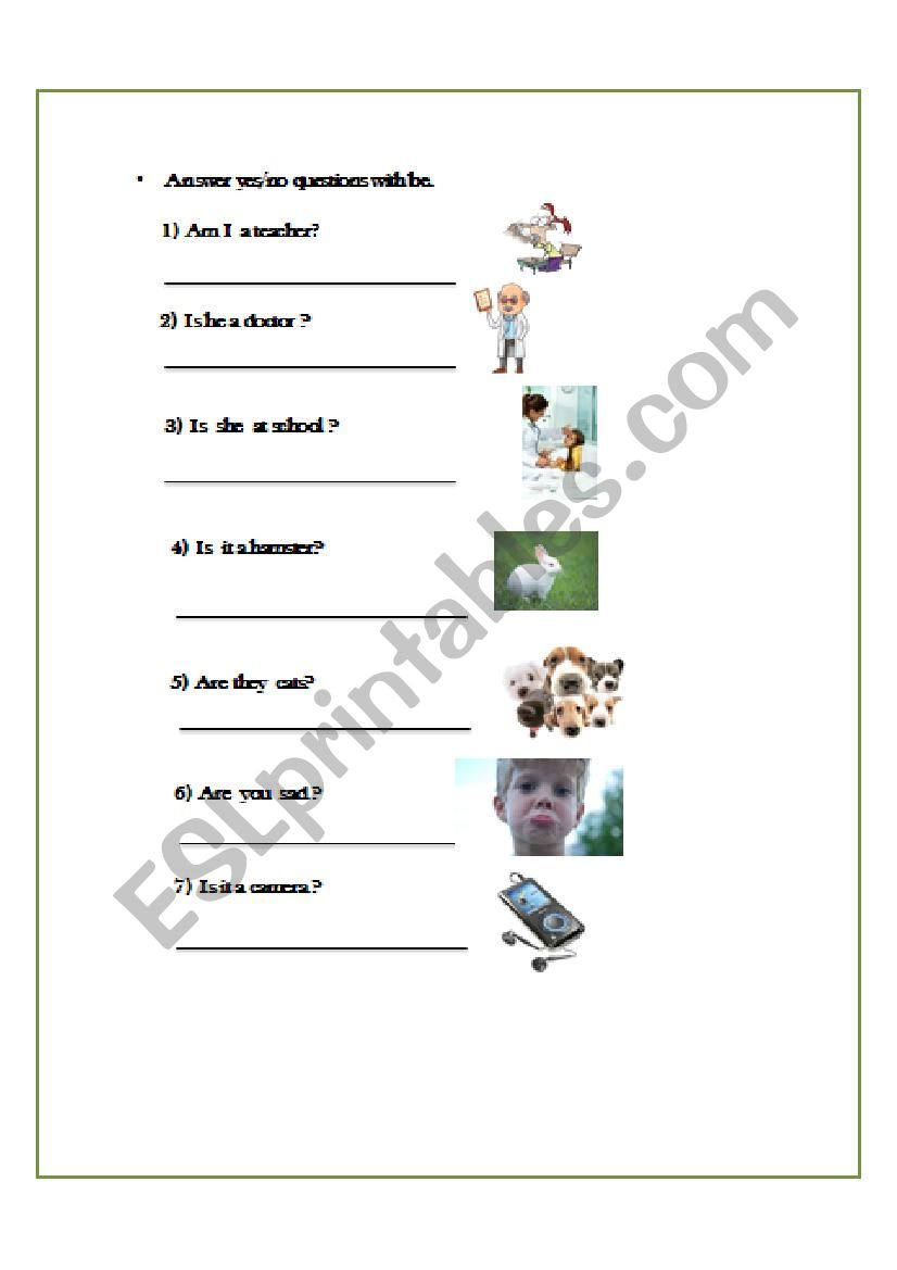 ANSWER QUESTION WITH BE worksheet
