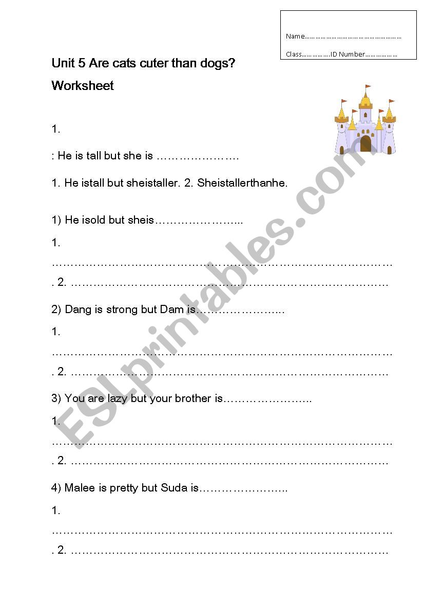 comparative degree worksheet