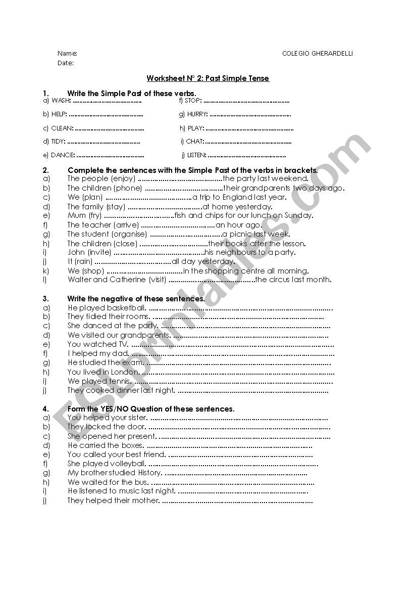 Past Simple  worksheet