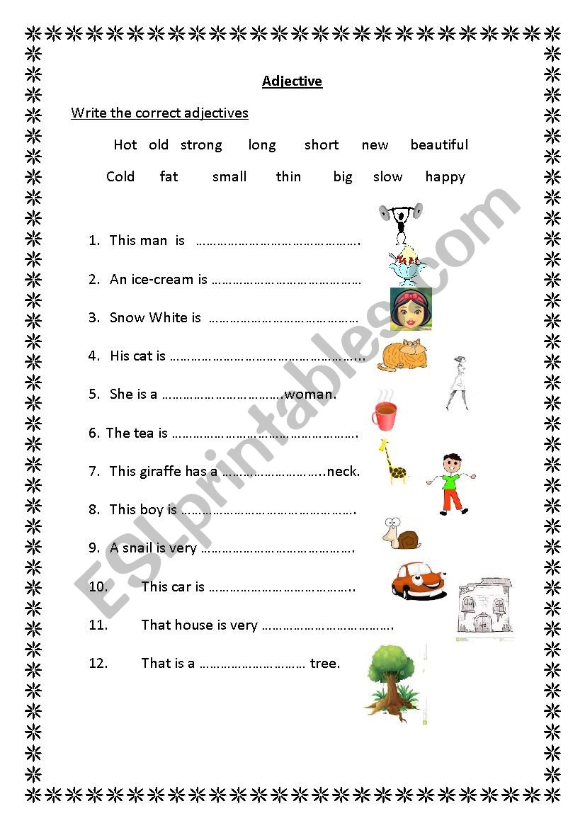 Adjectives worksheet