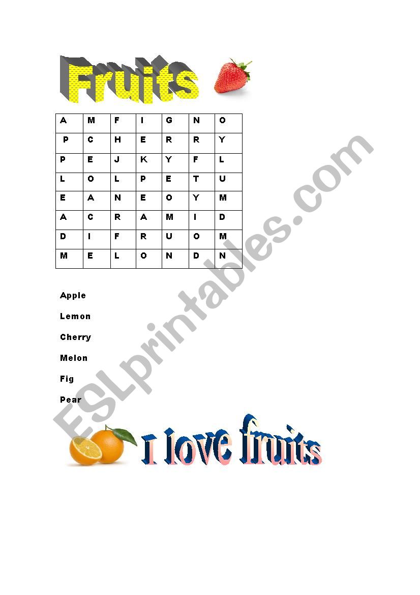 fruits worksheet