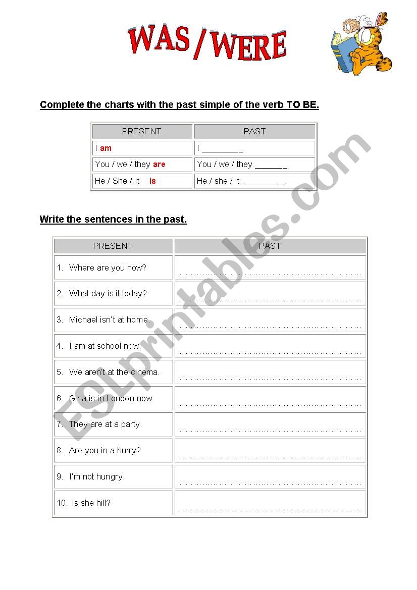 Was / Were worksheet