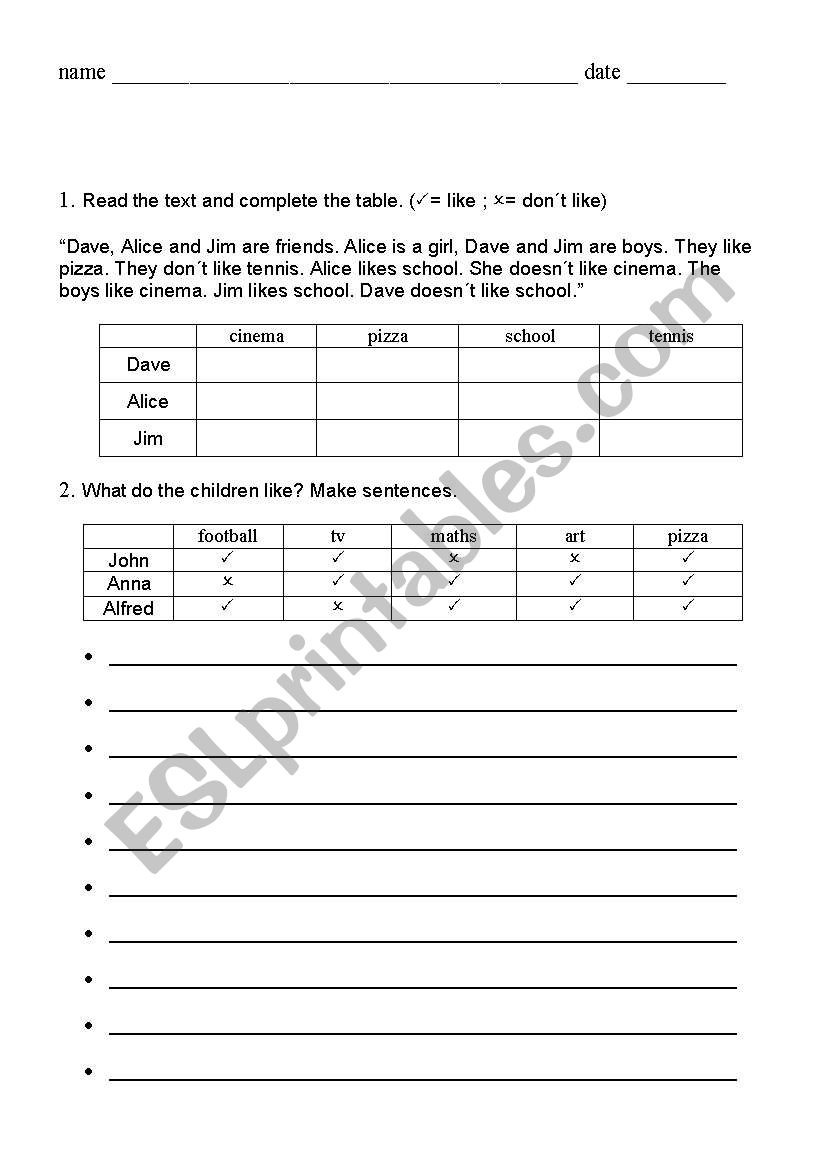 Like worksheet