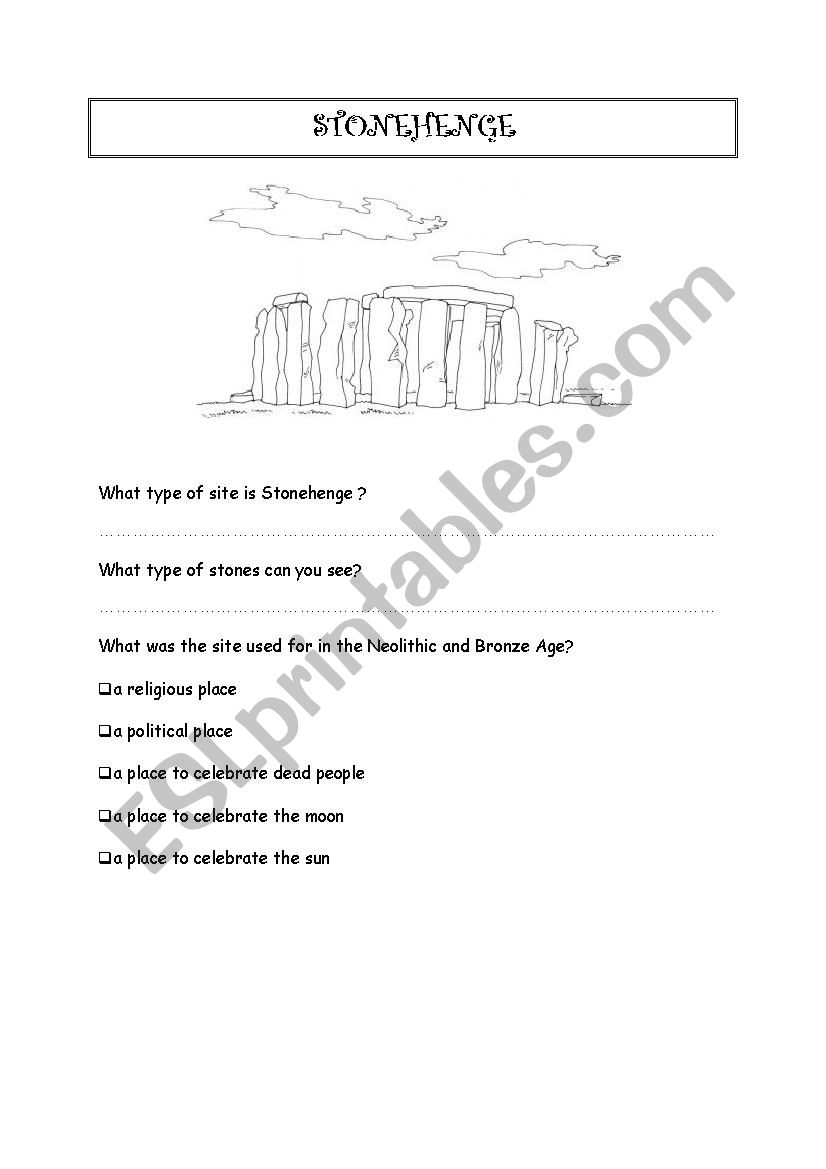 Stonehenge worksheet