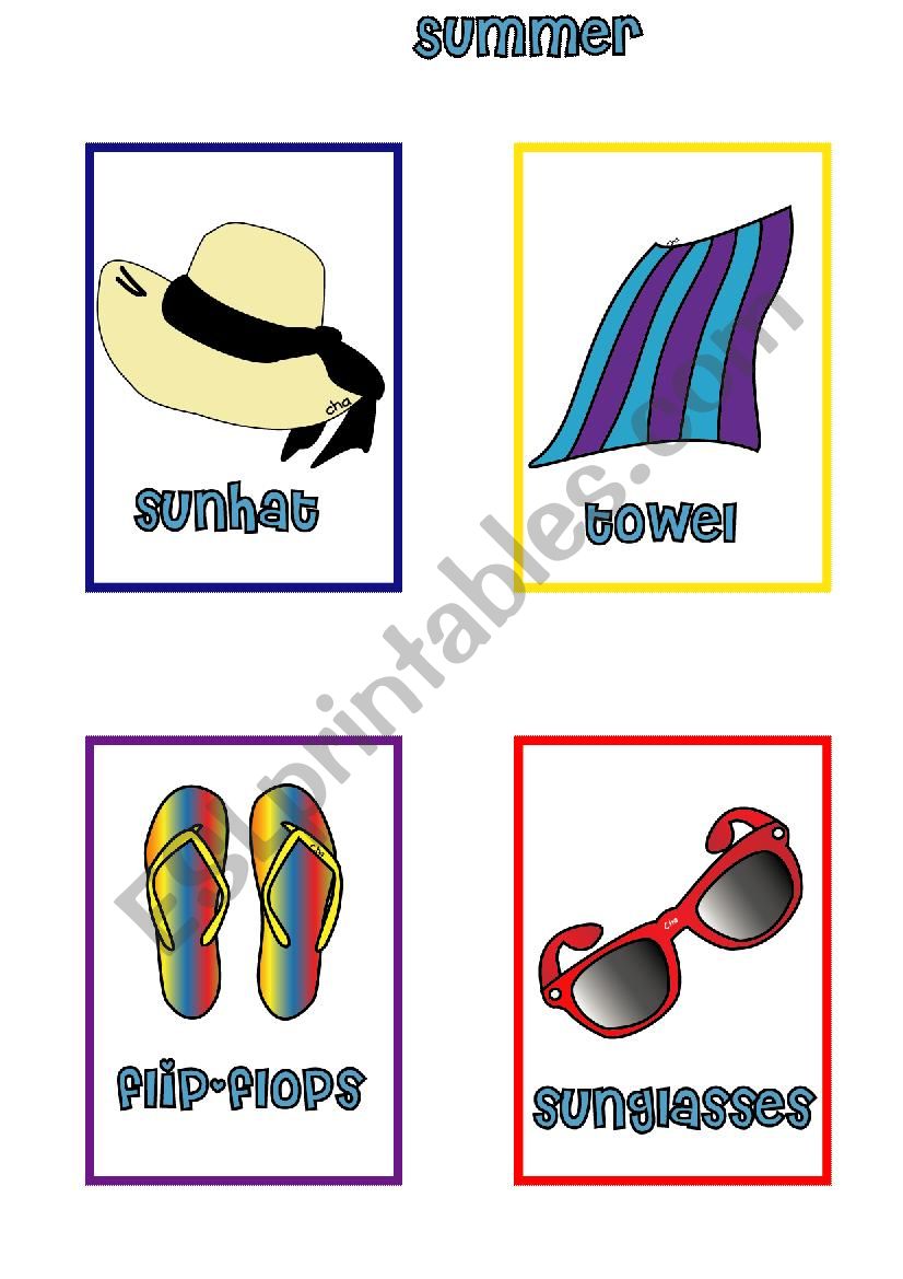 Summer FLASHCARDS (1-2) worksheet