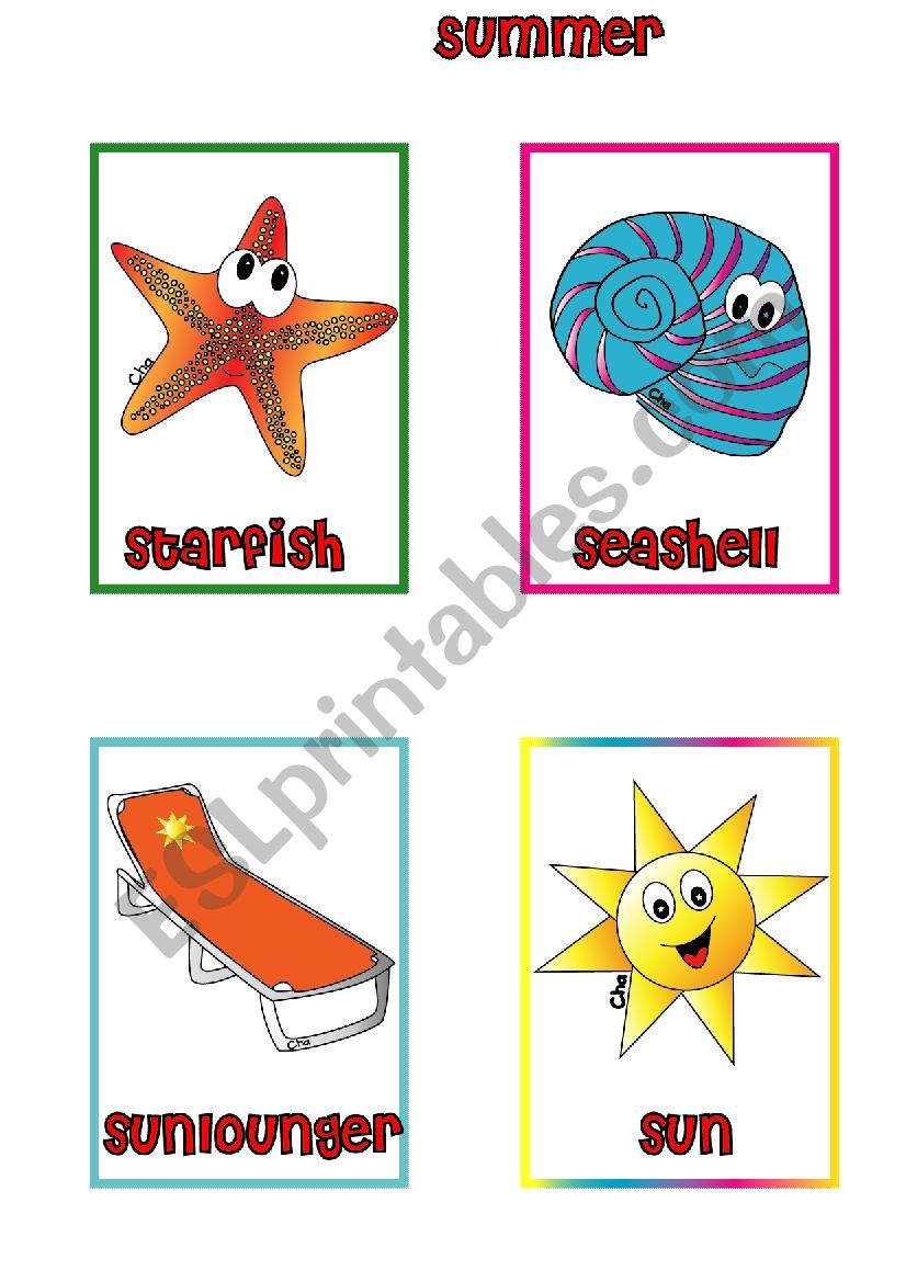 Summer FLASHCARDS (2-2) worksheet