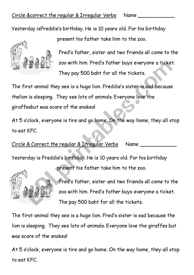 Irregular/regular verb identify & correction 