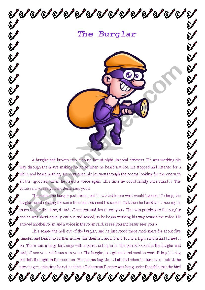 The Burglar worksheet