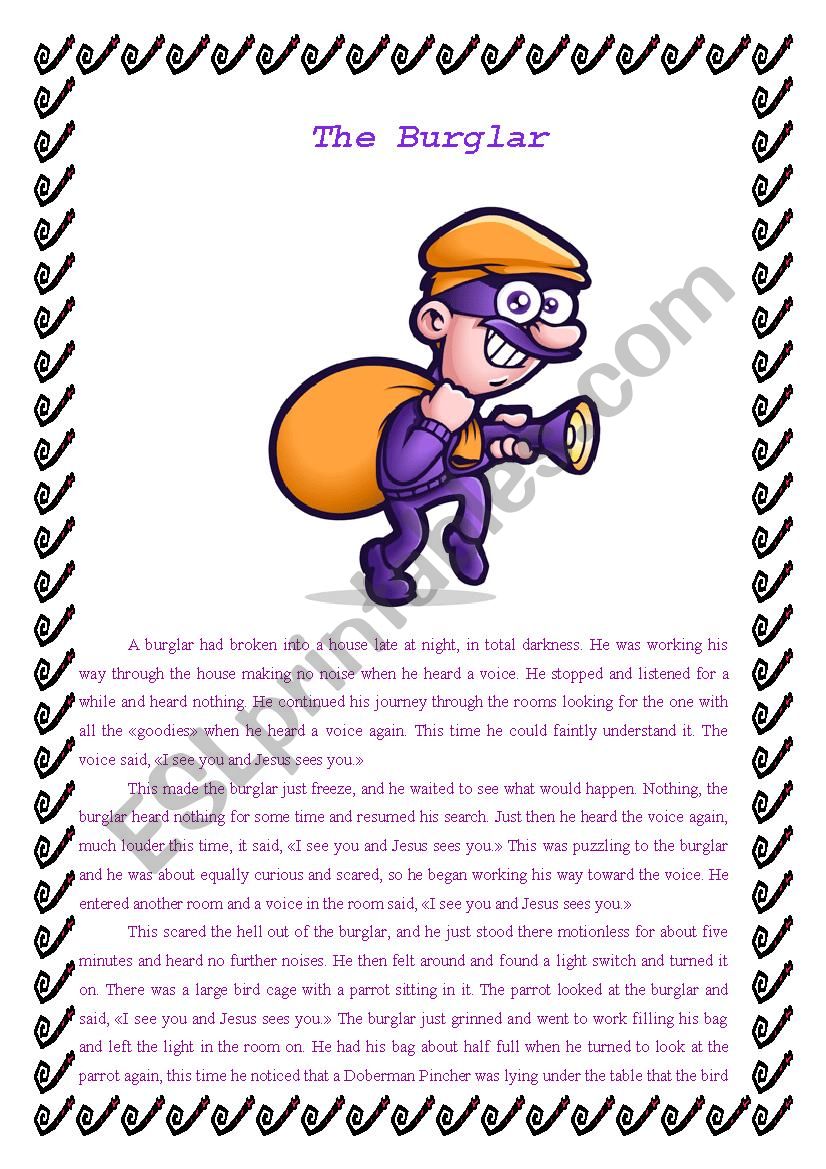 The Burglar worksheet