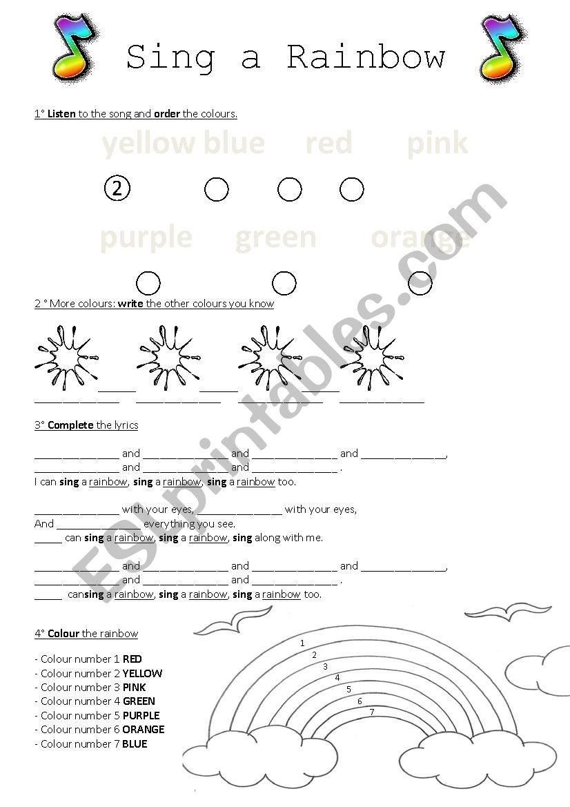 Sing a Rainbow  worksheet