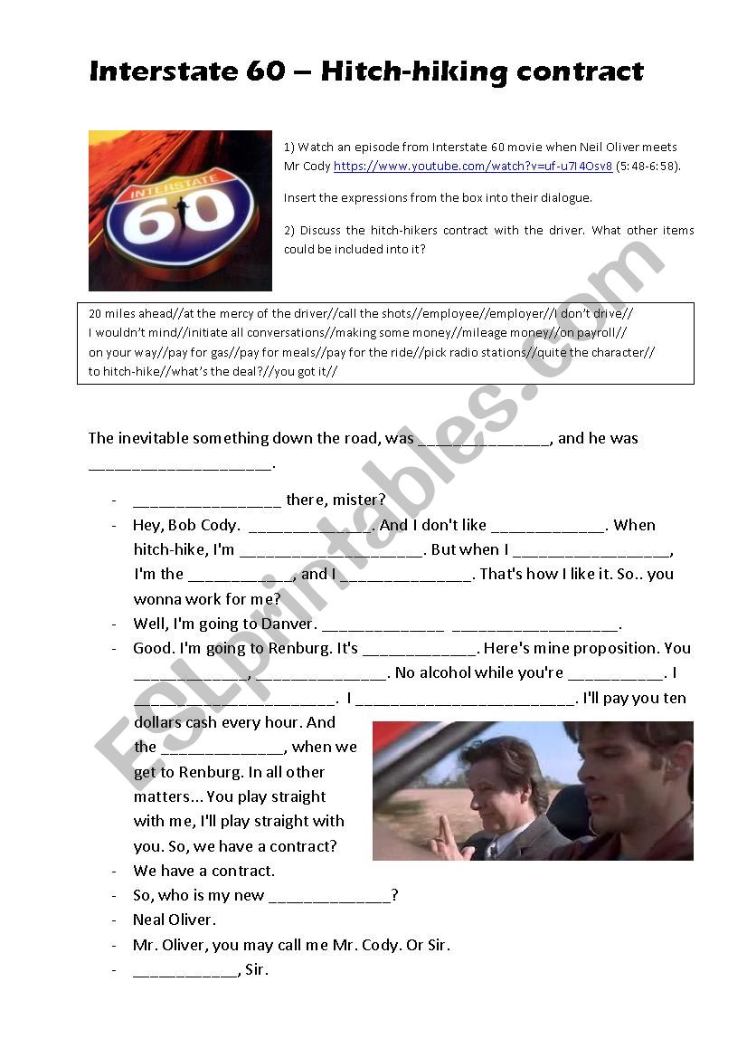 Interstate 60 - Hitch-hikerÂ´s contract
