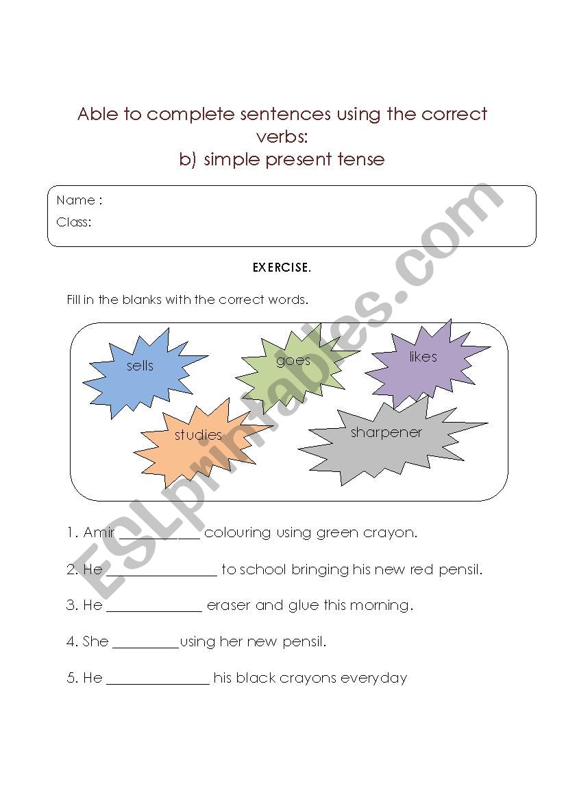 Simple Verbs worksheet