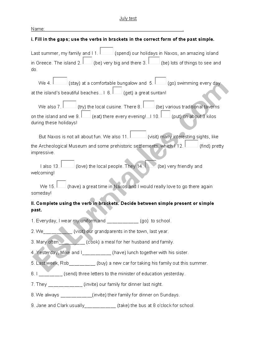 test  worksheet