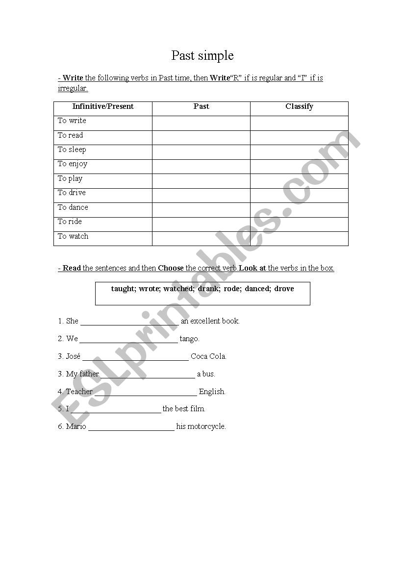 Past Simple worksheet