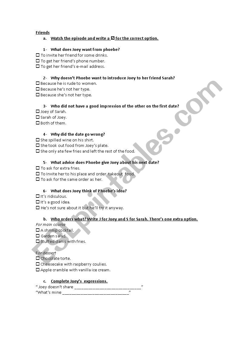 Friends the TV serie_episode 1/3_ Joey DoesnÂ´t Share Food