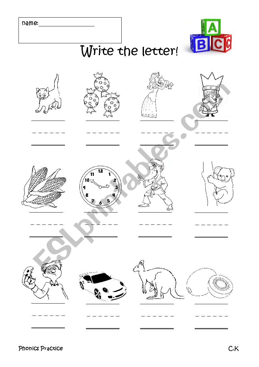 Phonics Practice - C and K worksheet