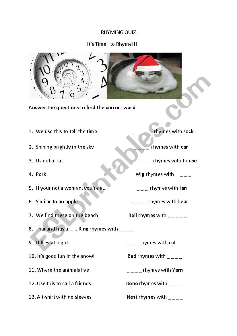 ItÂ´s Time to Rhyme- Rhyming Quiz