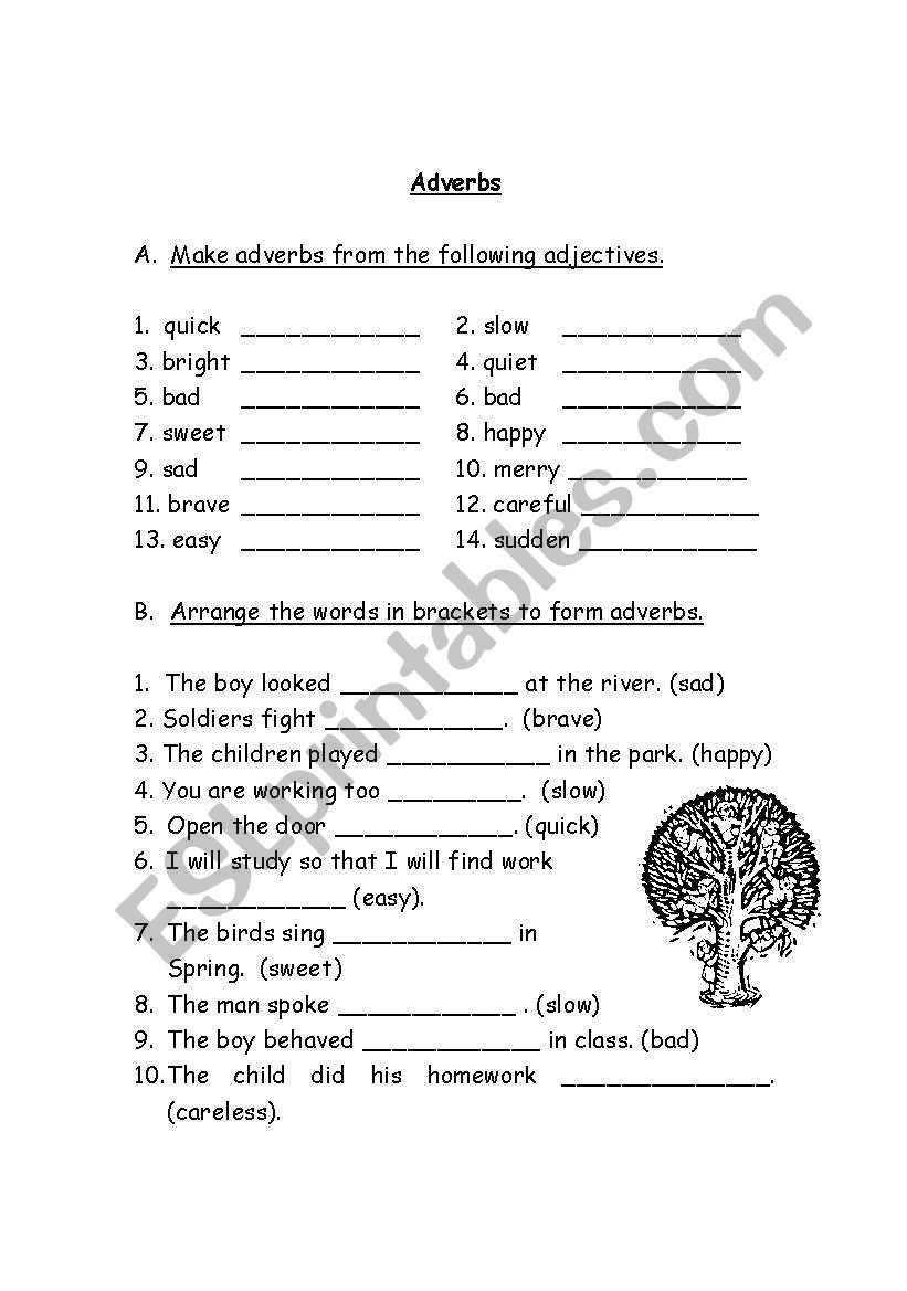 Adverbs worksheet