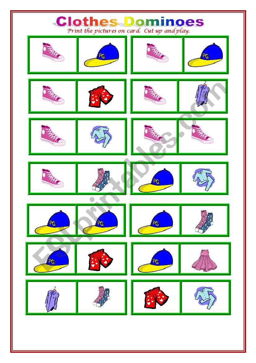 Clothes Dominoes worksheet