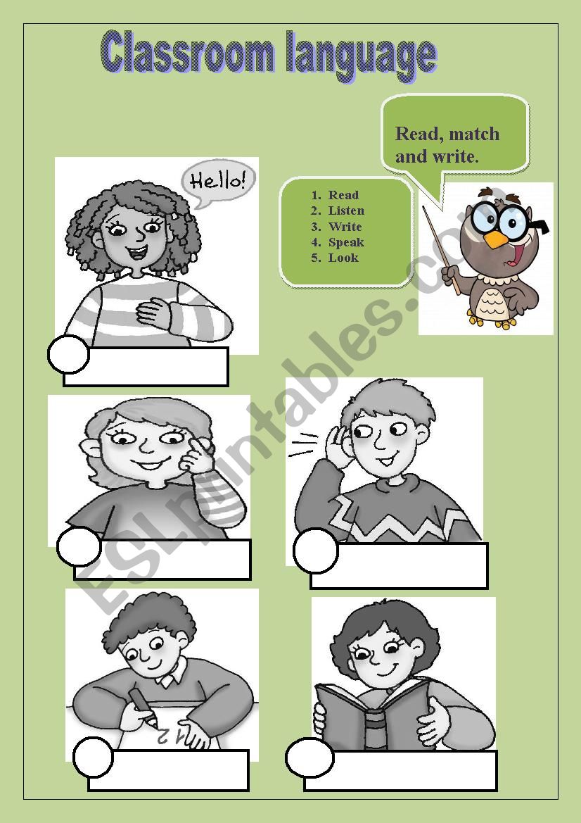 Classroom language worksheet