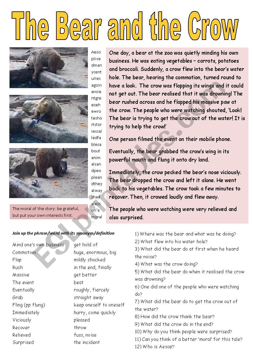 The Bear and the Crow worksheet