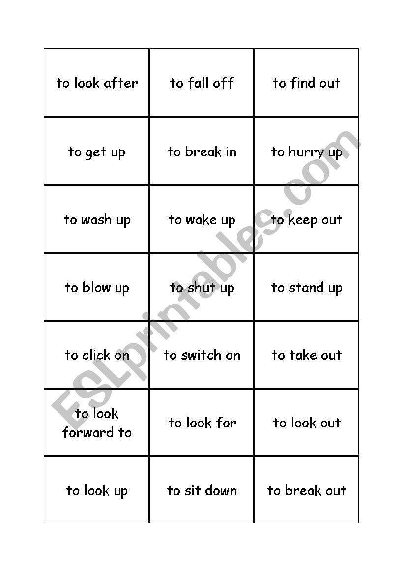 Phrasal verbs - Memory worksheet