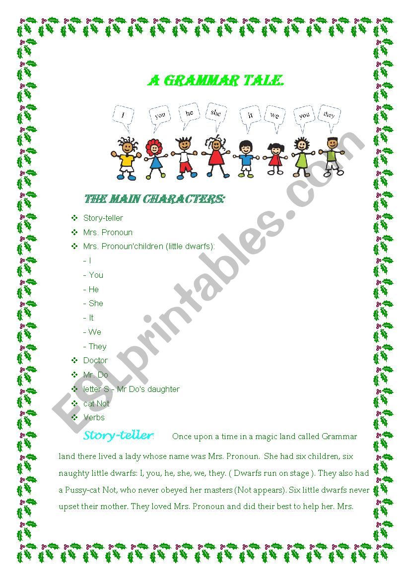 A Grammar Tale (sketch) worksheet