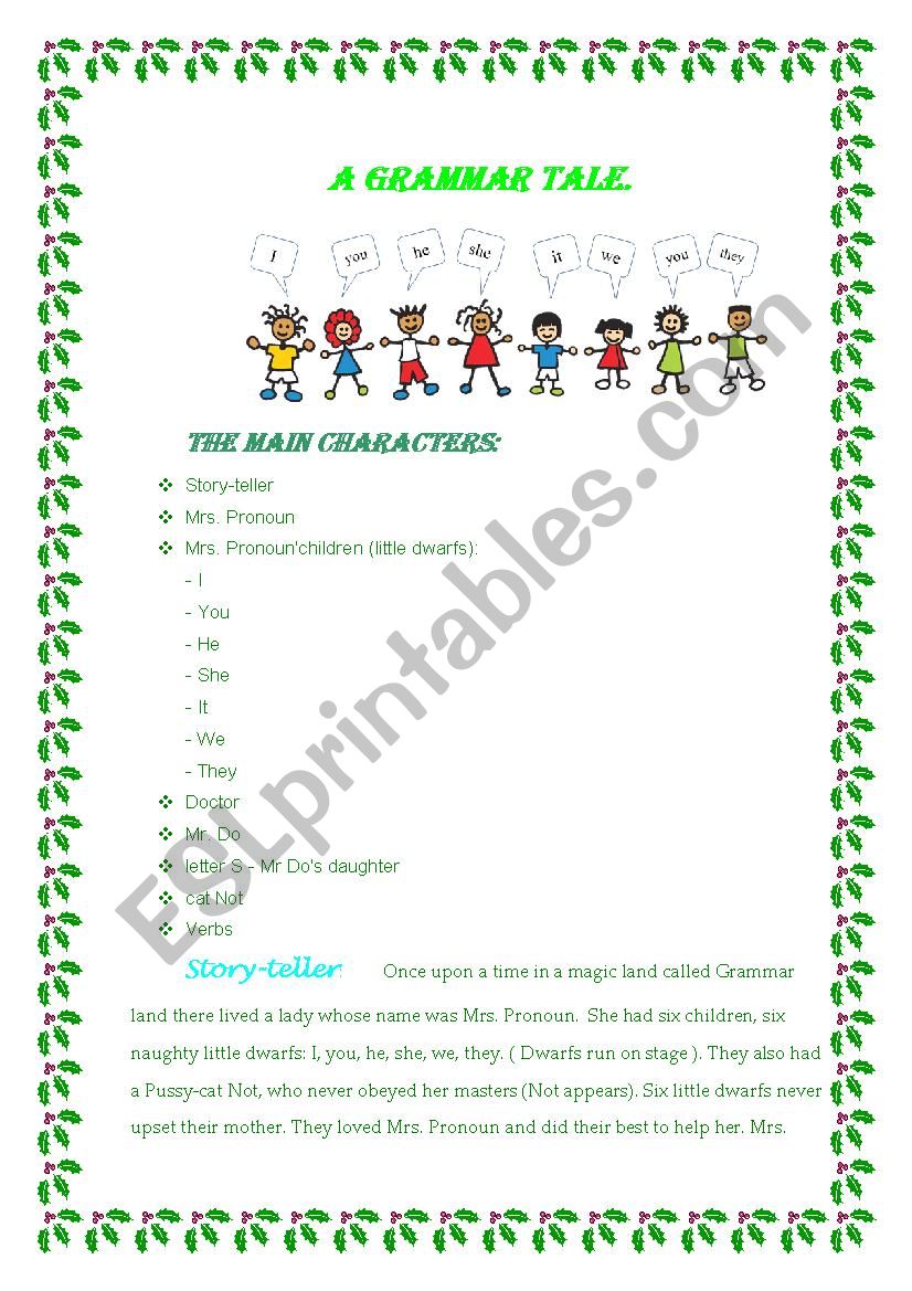 A Grammar Tale (sketch) worksheet