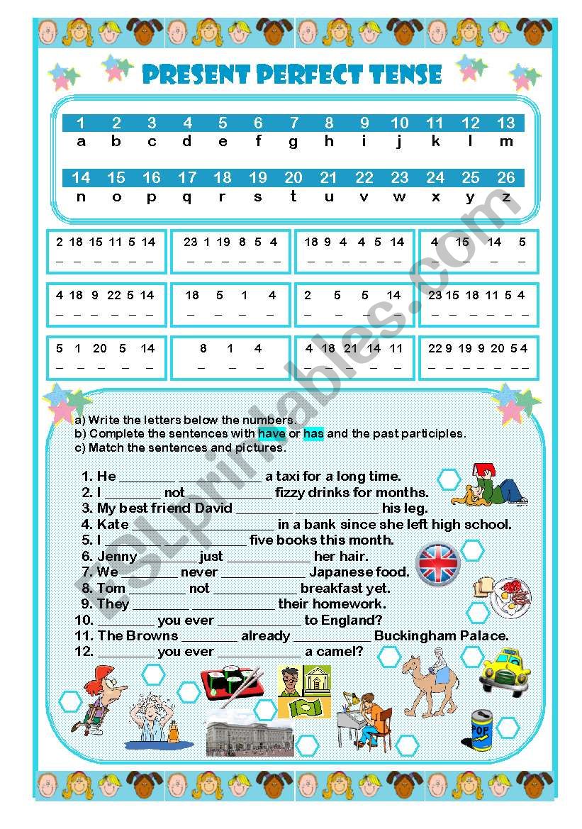 PRESENT PERFECT TENSE worksheet