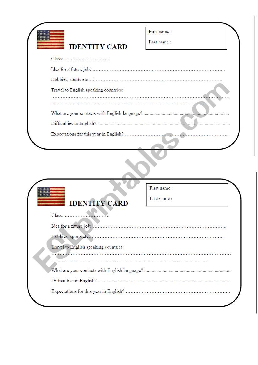 PupilÂ´s ID worksheet