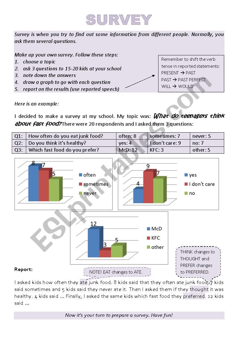 Making a survey worksheet