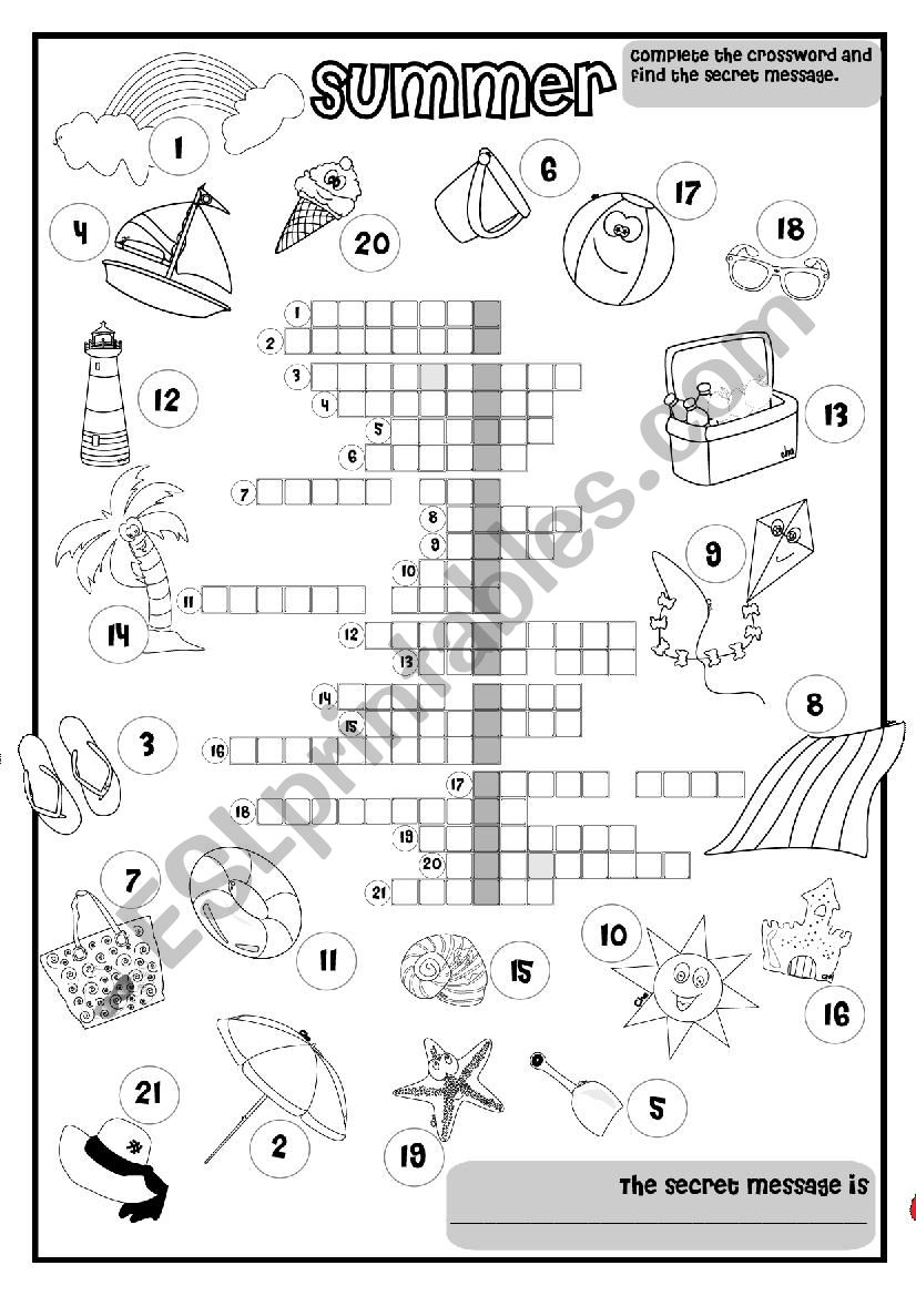 Summer CROSSWORD (Key included)